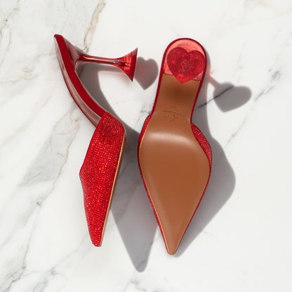 RED CRYSTAL STRASS HEART MULE