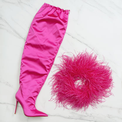 GABOR PINK OSTRICH FEATHER BOOT