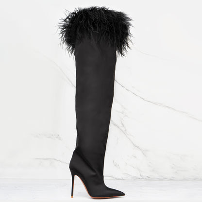 ZSA ZSA NOIR OSTRICH FEATHER BOOT