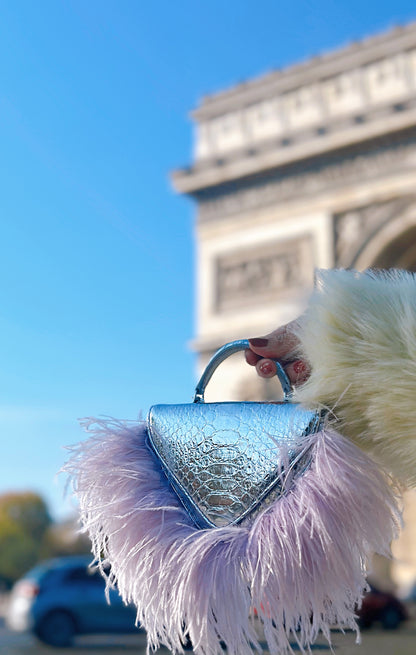"MIND YO BUSINESS" PYTHON AND OSTRICH FEATHER BAG